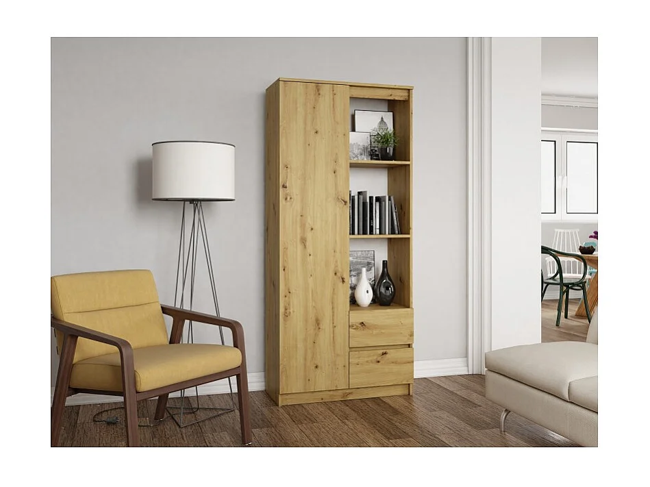 Regał Bily RS-80 | Artisan | 80x35x180 cm | 7 Półek 2 Szuflady