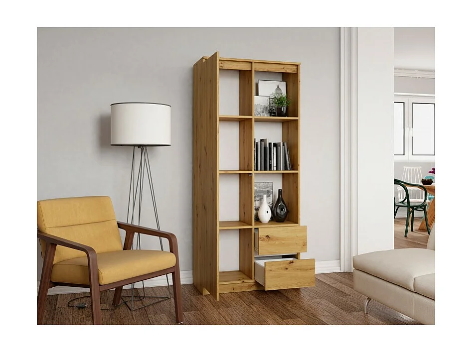 Regał Bily RS-80 | Artisan | 80x35x180 cm | 7 Półek 2 Szuflady