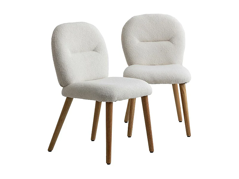 Chaise en tissu bouclette blanche Ayse (lot de 2)