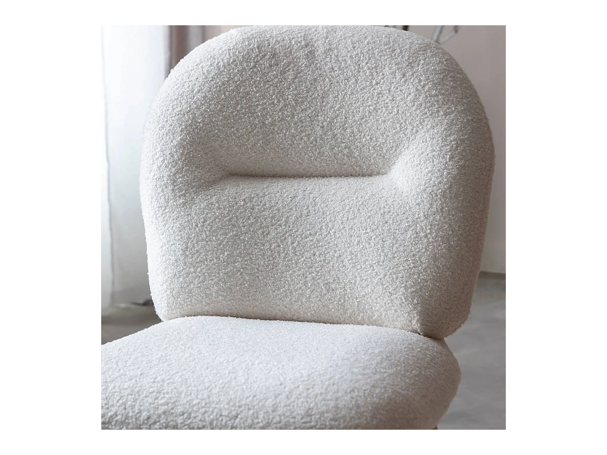 Chaise en tissu bouclette blanche Ayse (lot de 2)