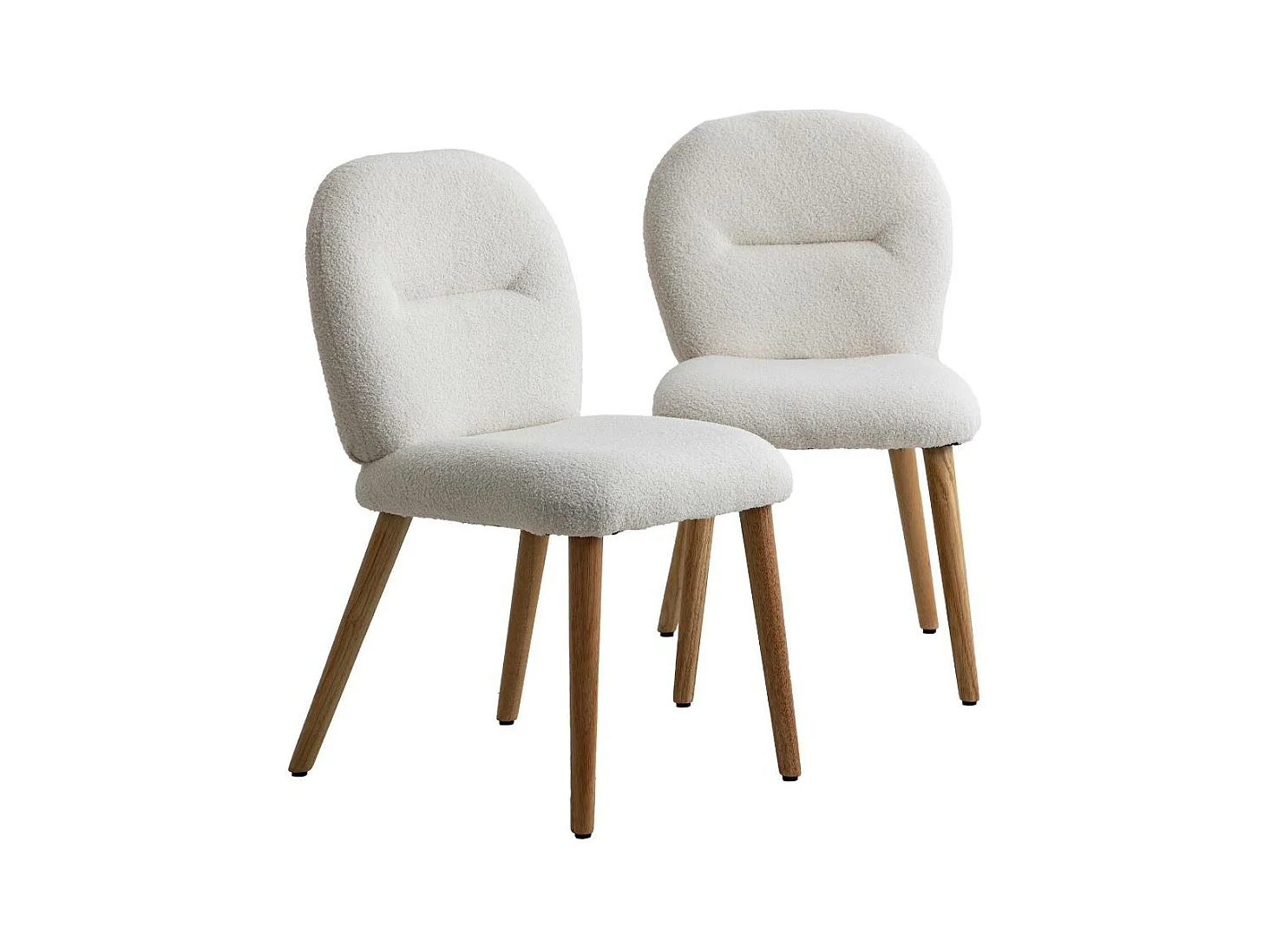 Chaise en tissu bouclette blanche Kanoa (lot de 2)