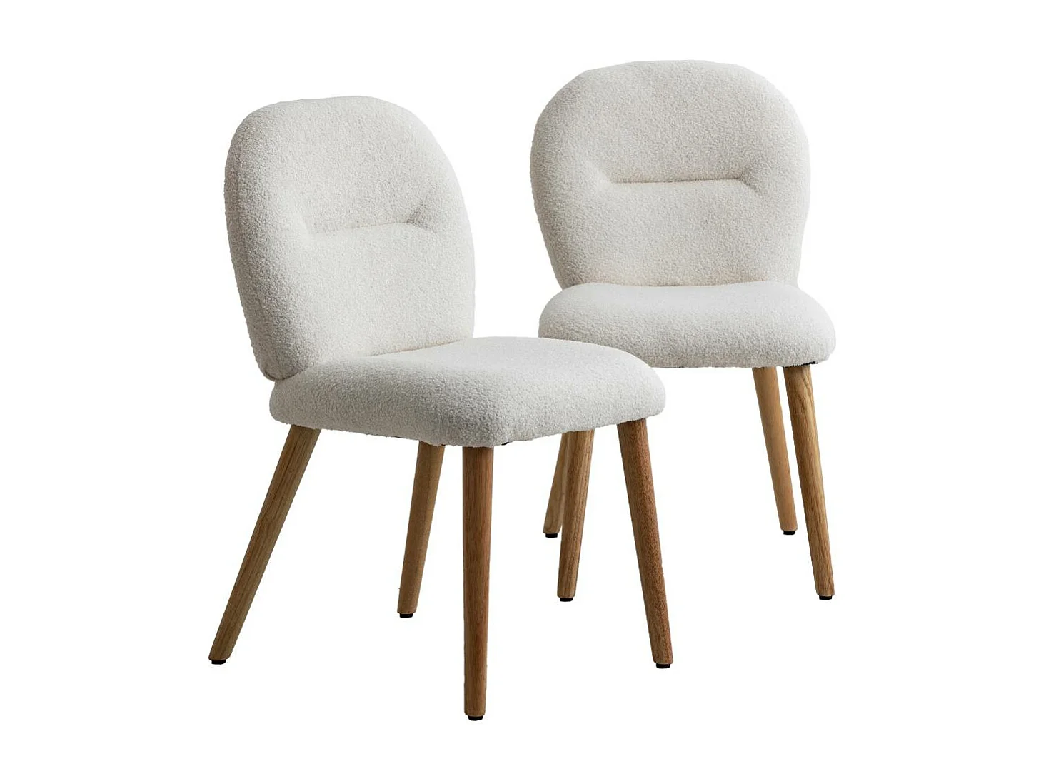 Silla en blanco tela bouclé Kanoa (lote de 2)