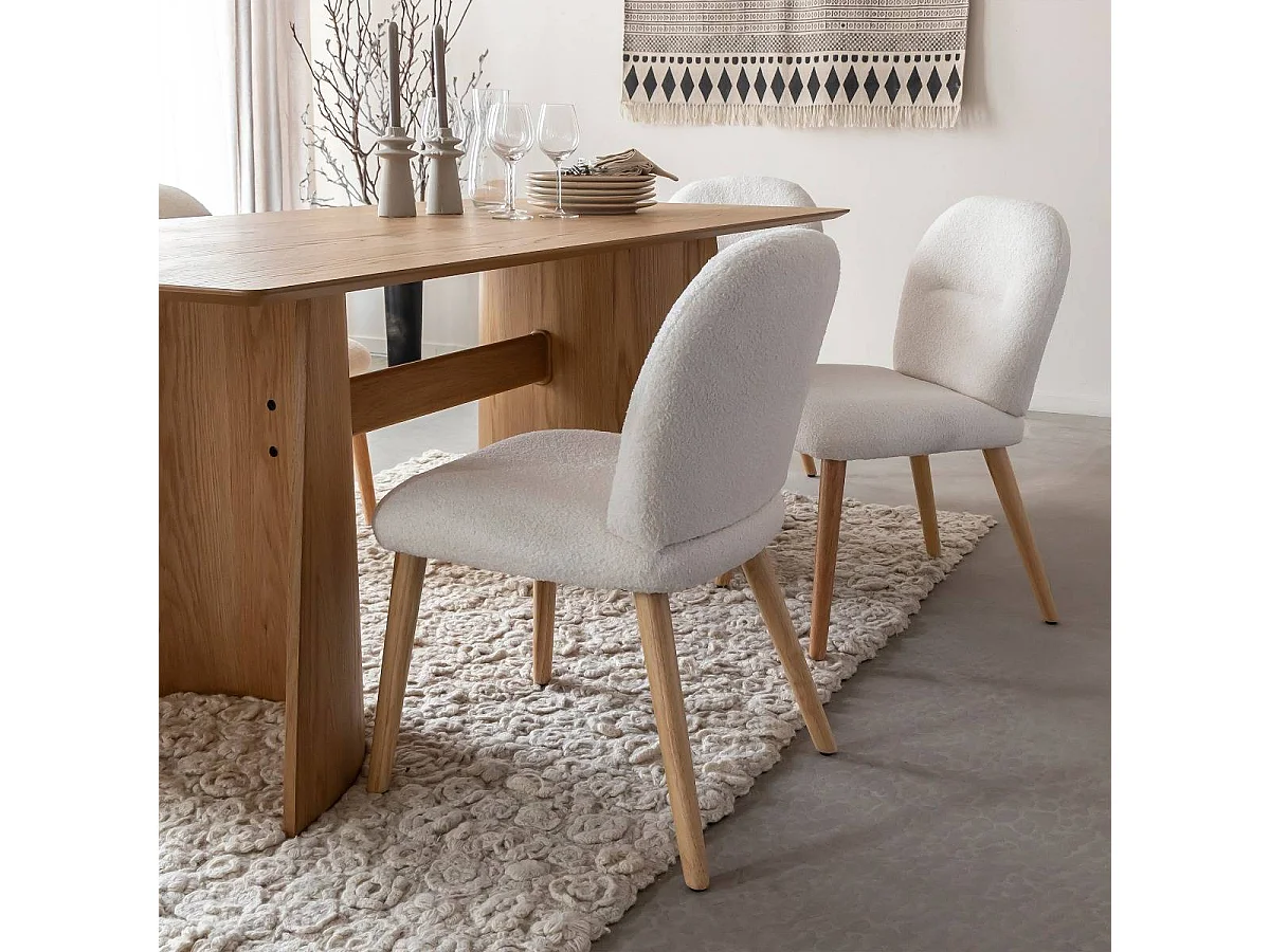 Silla en blanco tela bouclé Kanoa (lote de 2)