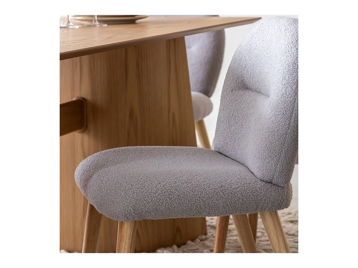 Chaise en tissu bouclette grise Ayse (lot de 2)