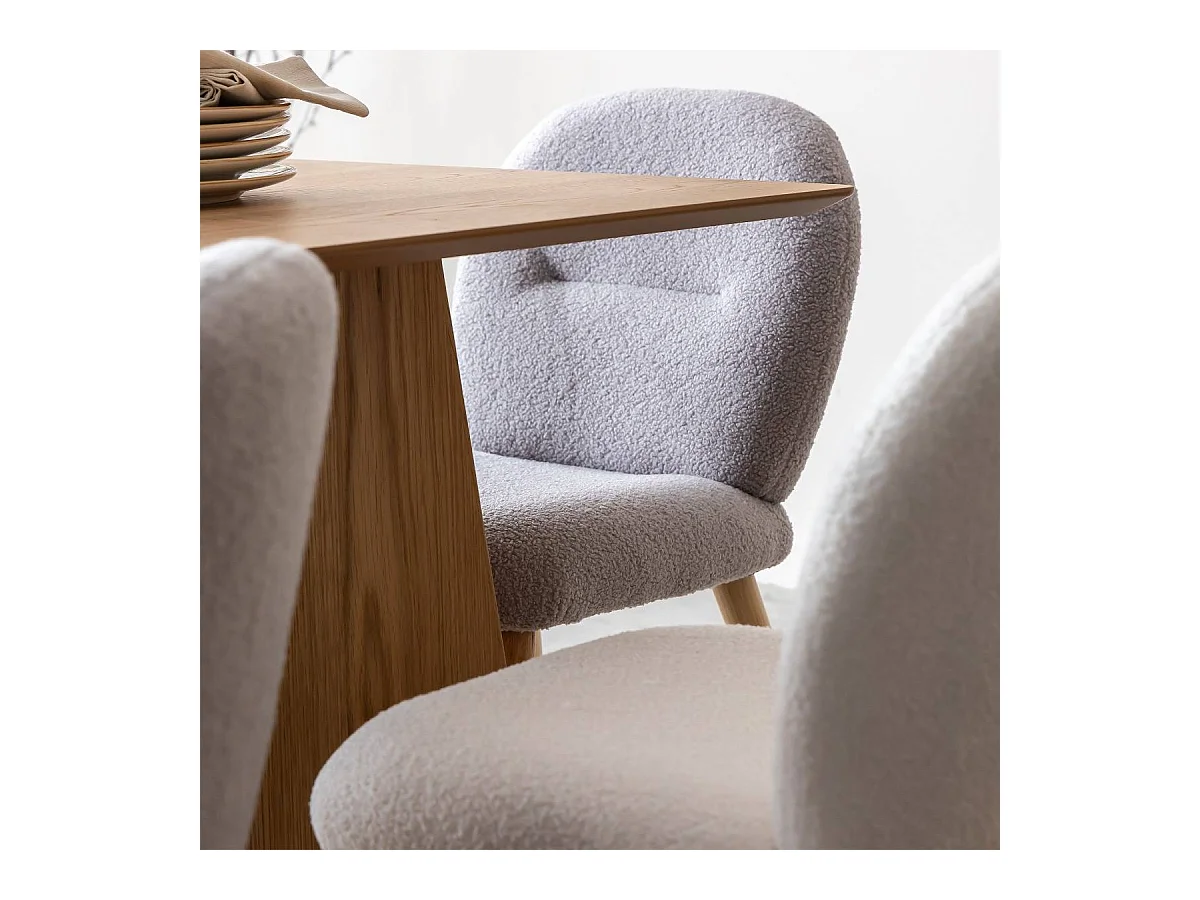 Chaise en tissu bouclette grise Ayse (lot de 2)