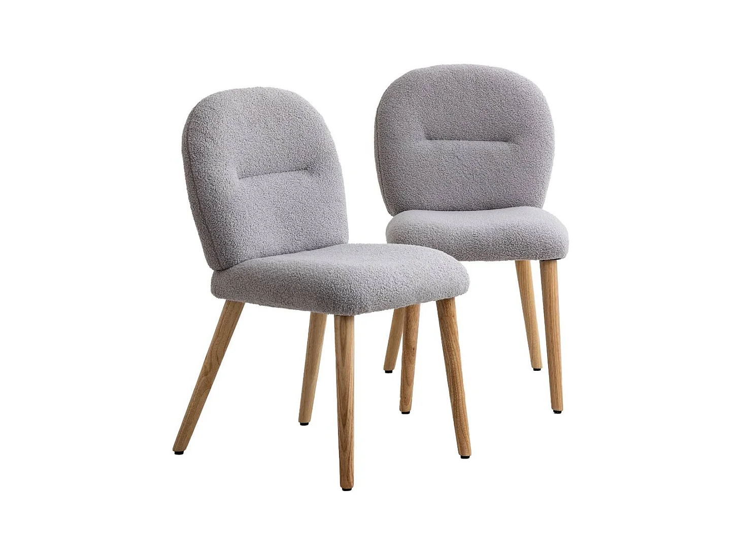 Chaise en tissu bouclette grise Kanoa (lot de 2)
