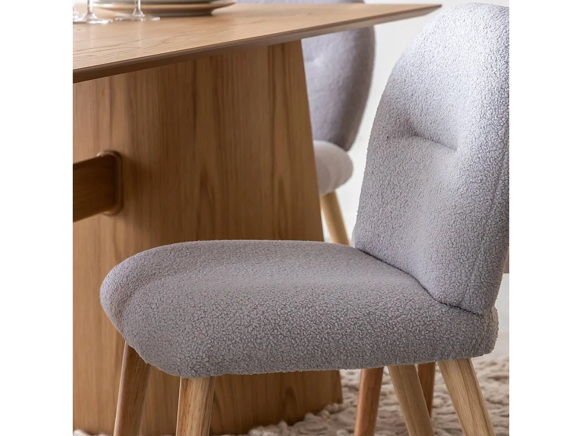 Silla en tela bouclé gris Kanoa (lote de 2)