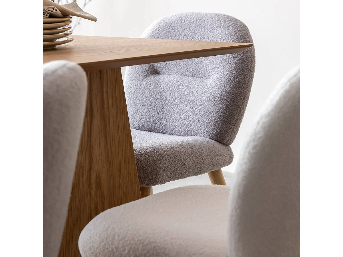 Silla en tela bouclé gris Kanoa (lote de 2)