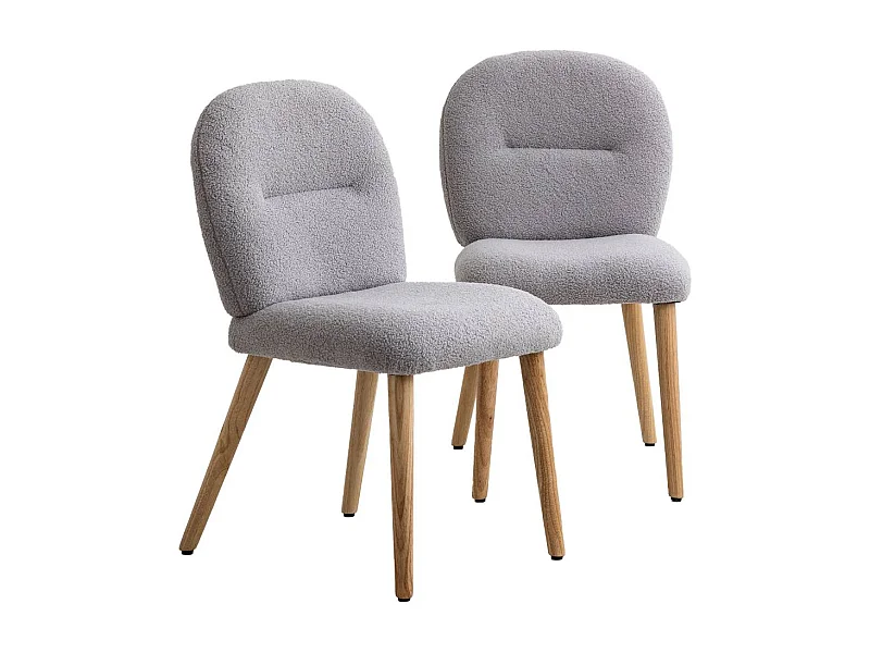 Silla en tela bouclé gris Kanoa (lote de 2)