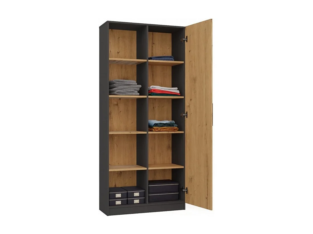 Regał Malwa RD-80 | Antracyt/Dąb Artisan | 80x30x182 cm| 10 Półek, Nowoczesny Design