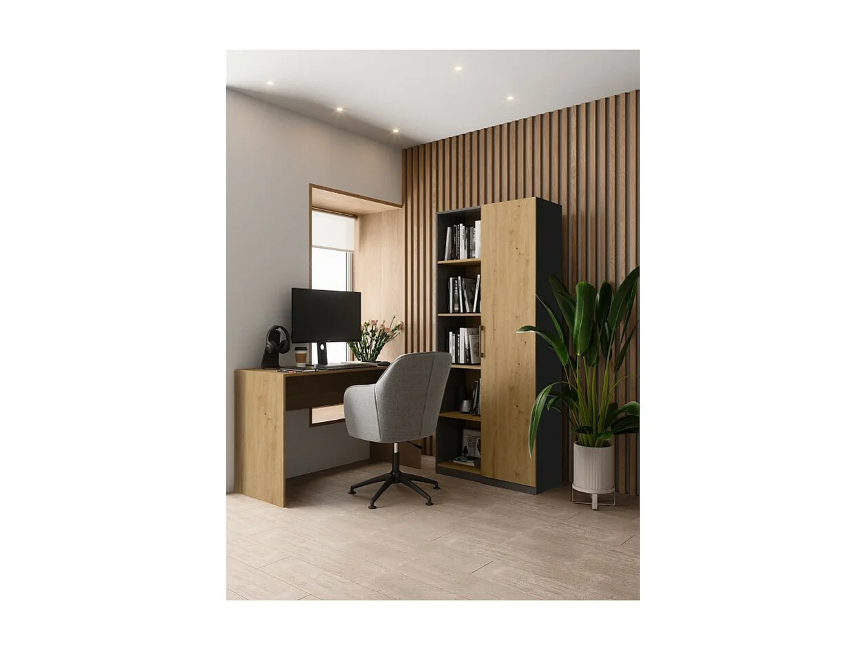 Regał Malwa RD-80 | Antracyt/Dąb Artisan | 80x30x182 cm| 10 Półek, Nowoczesny Design