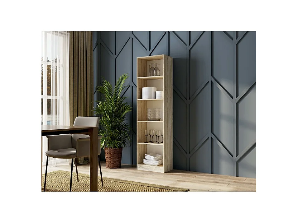Regał Onyx R50 | Dąb Sonoma | 50x30x182 cm | Regał biurowy na książki