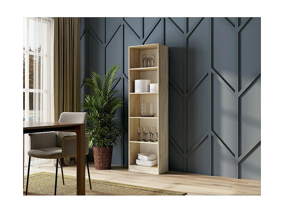 Regał Onyx R50 | Dąb Sonoma | 50x30x182 cm | Regał biurowy na książki