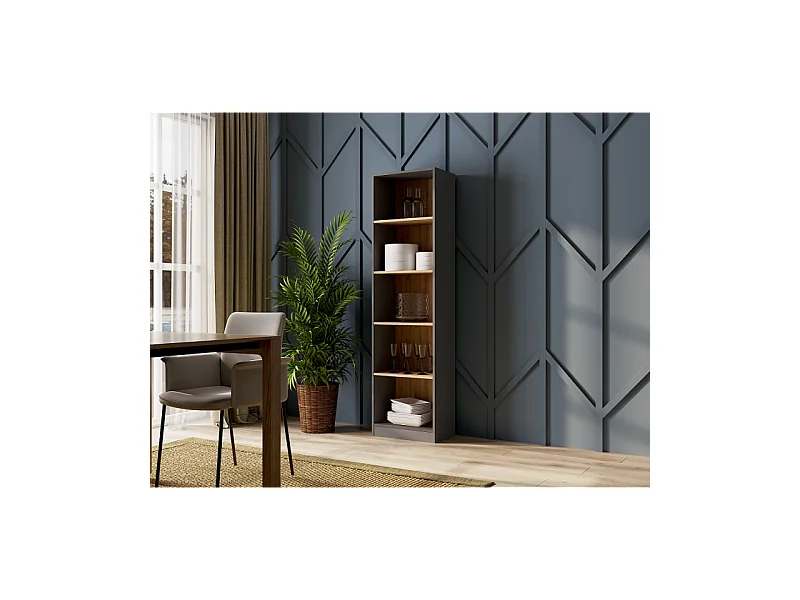 Regał Onyx R50 |  Antracyt/Artisan | 50x30x182 cm | Regał biurowy na książki