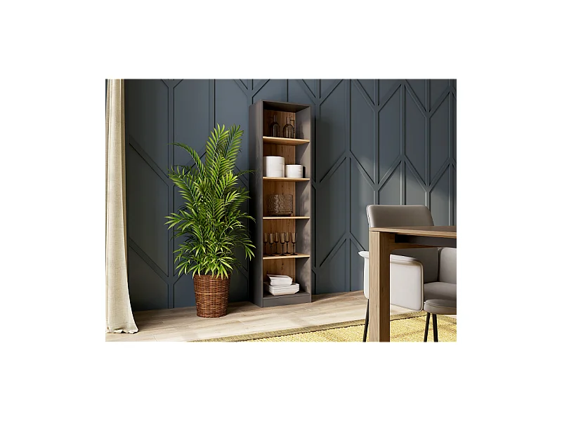 Regał Onyx R50 |  Antracyt/Artisan | 50x30x182 cm | Regał biurowy na książki