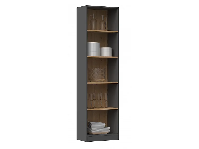 Regał Onyx R50 |  Antracyt/Artisan | 50x30x182 cm | Regał biurowy na książki
