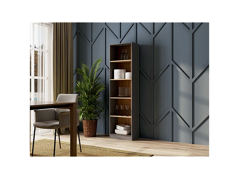 Regał Onyx R50 |  Antracyt/Artisan | 50x30x182 cm | Regał biurowy na książki