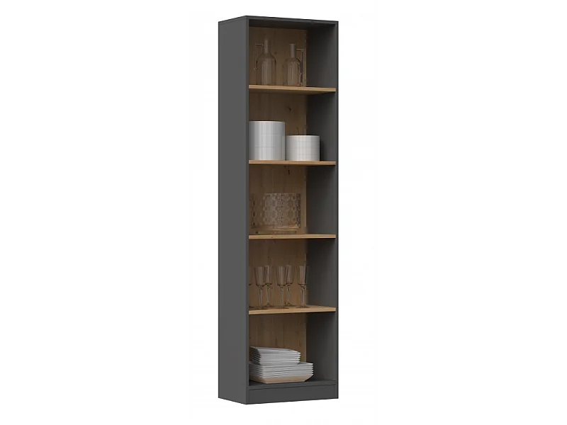 Regał Onyx R50 |  Antracyt/Artisan | 50x30x182 cm | Regał biurowy na książki