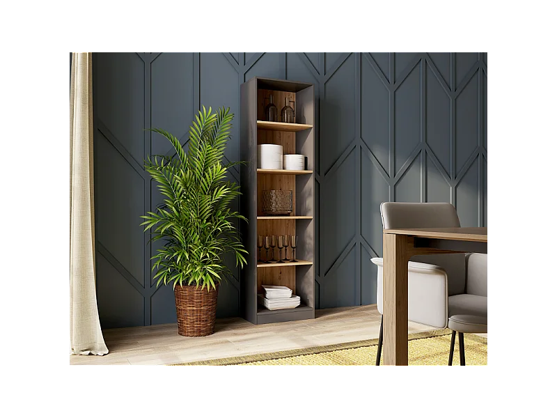Regał Onyx R50 |  Antracyt/Artisan | 50x30x182 cm | Regał biurowy na książki