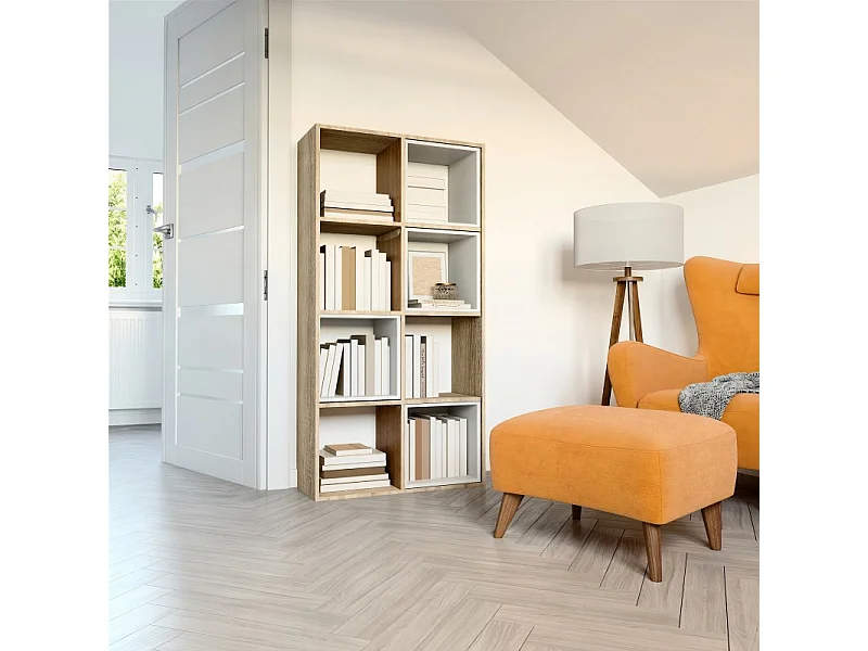 Regał Malax 2X4 | Dąb Sonoma | 147x30x75 cm | Regał na książki i zabawki