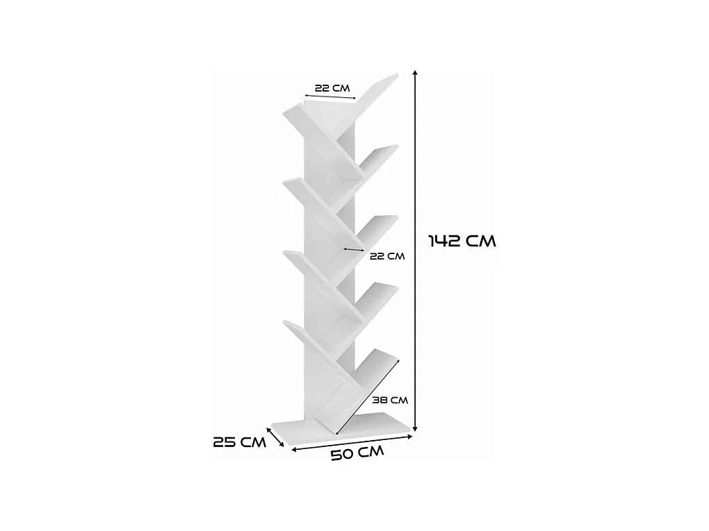 Regał Funny | Biały | 50x25x142 cm | Do salonu, biura na książki