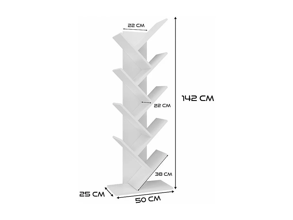Regał Funny | Biały | 50x25x142 cm | Do salonu, biura na książki