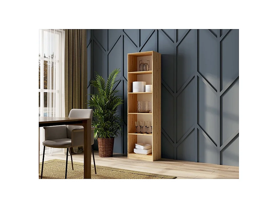 Regał Onyx R50 | Dąb Artisan | 50x30x182 cm | Regał biurowy na książki