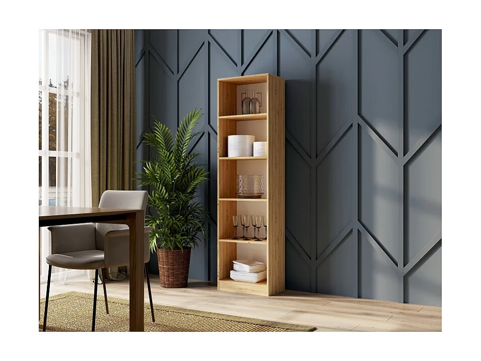 Regał Onyx R50 | Dąb Artisan | 50x30x182 cm | Regał biurowy na książki