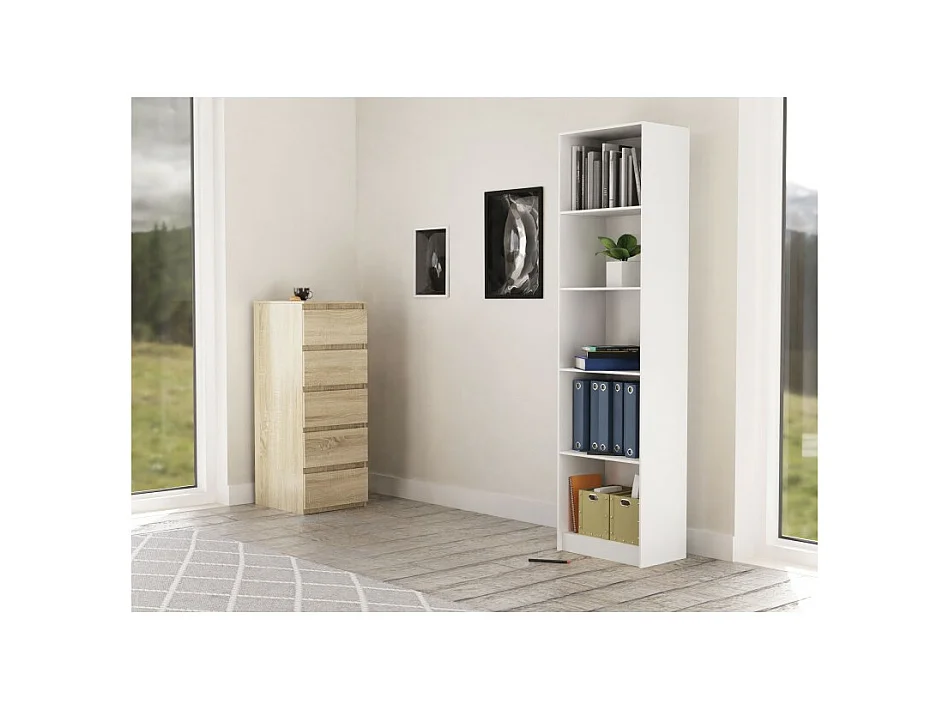 Regał Onyx R50 | Biały | 50x30x182 cm  |  Regał biurowy na książki