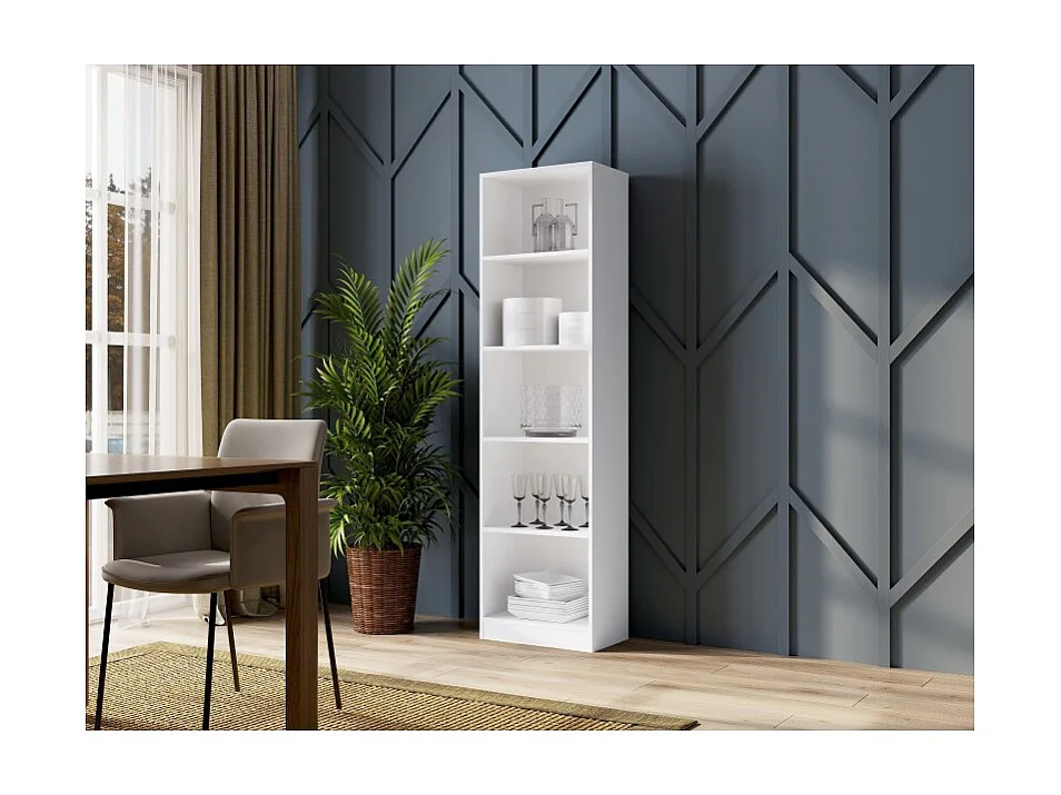 Regał Onyx R50 | Biały | 50x30x182 cm  |  Regał biurowy na książki