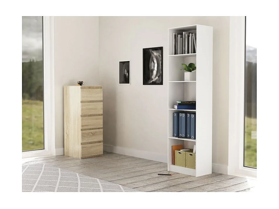 Regał Onyx R50 | Biały | 50x30x182 cm  |  Regał biurowy na książki