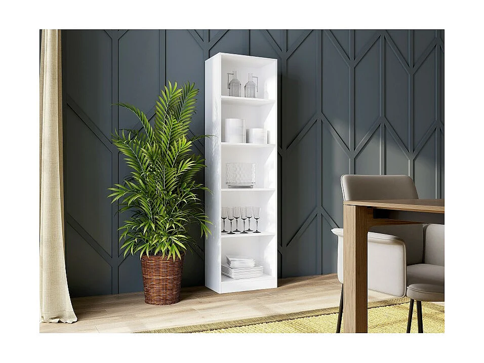 Regał Onyx R50 | Biały | 50x30x182 cm  |  Regał biurowy na książki