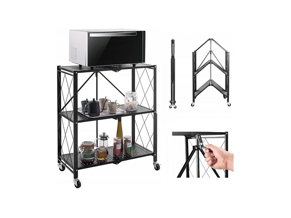 Składany Regał Magazynowy FS003 | 72x34x87 cm | Magazynowy, Kuchenny, Na Kółkach