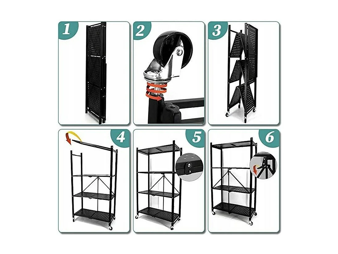 Składany Regał Magazynowy FS003 | 72x34x87 cm | Magazynowy, Kuchenny, Na Kółkach