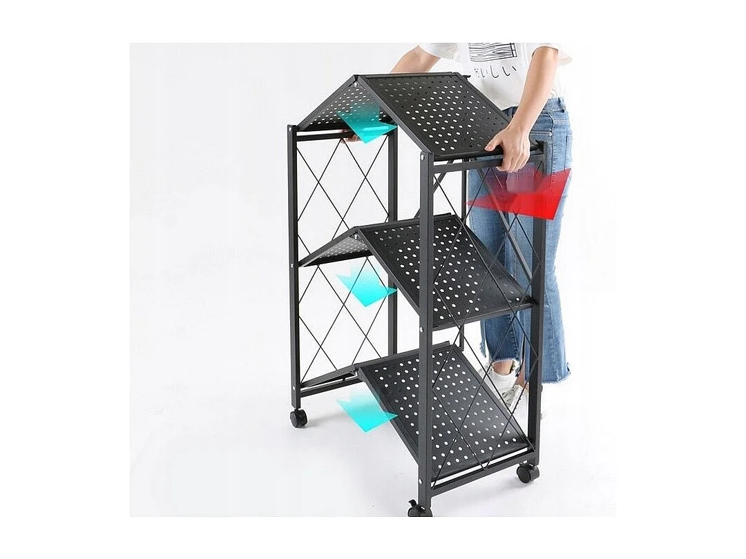 Składany Regał Magazynowy FS003 | 72x34x87 cm | Magazynowy, Kuchenny, Na Kółkach