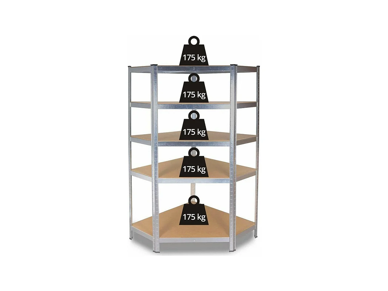 Regał Magazynowy GC9030 | Metalowe Półki | 90x30x180 cm | Narożny Montaż