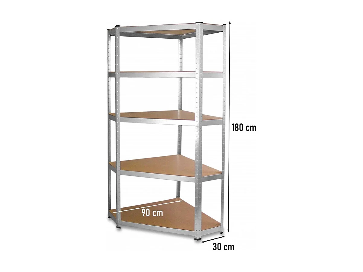 Regał Magazynowy GC9030 | Metalowe Półki | 90x30x180 cm | Narożny Montaż