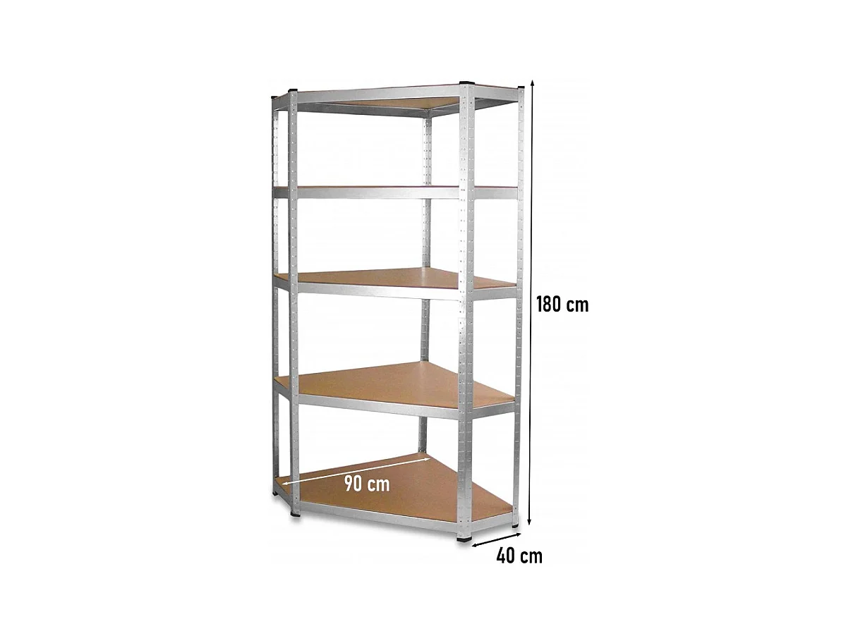 Regał Magazynowy GC9040 | Metalowy Narożny 5 Półek | 90x40x180 cm