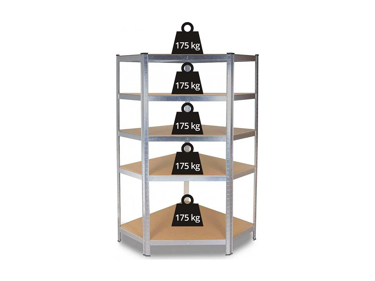 Regał Magazynowy GC9040 | Metalowy Narożny 5 Półek | 90x40x180 cm