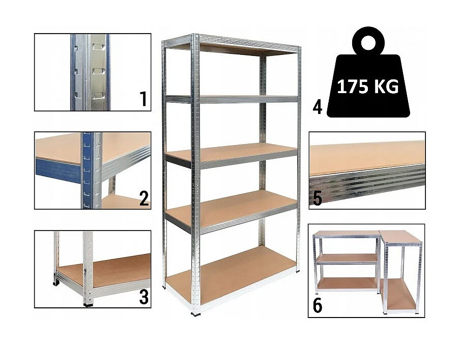 Regał Magazynowy G9040 Metalowy | 5 Półek |  90x40x180 cm