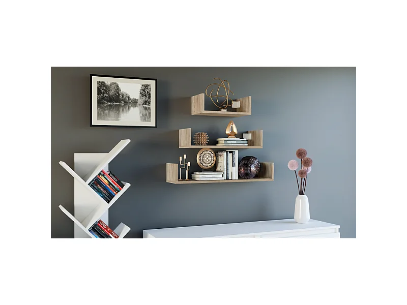 Półki Ścienne MOBI 3P | Sonoma | 80x20x14 cm | Półki wiszące