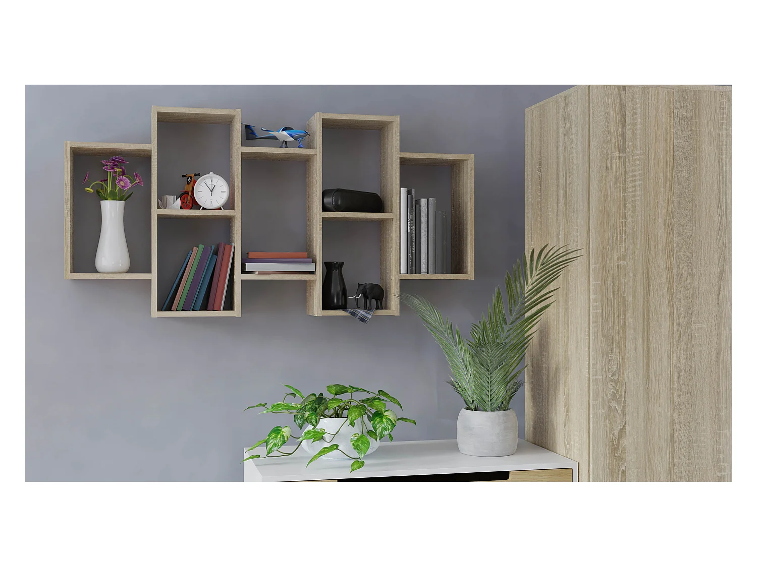 Regał Wiszący BILBAO 7.0 | Dąb Sonoma | 129.5x20x65 cm |  Regał Wiszący Ścienny