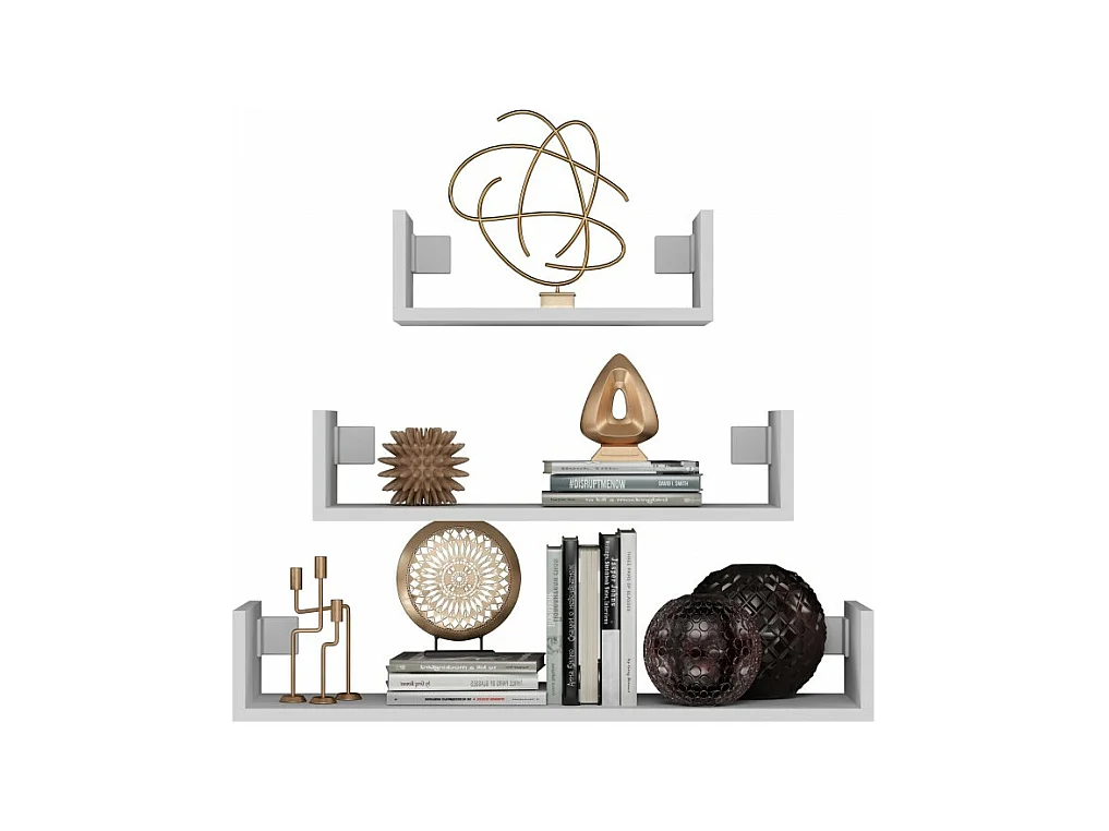 Półki Ścienne MOBI 3P | Biały | 80x20x14 cm | Półki wiszące