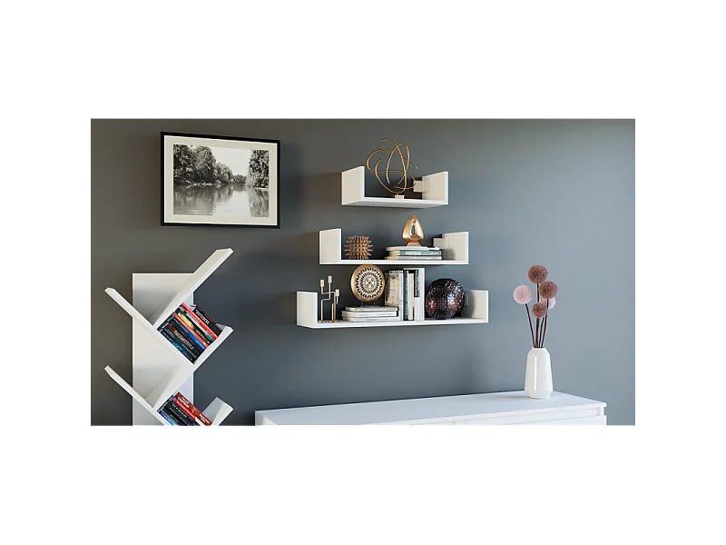 Półki Ścienne MOBI 3P | Biały | 80x20x14 cm | Półki wiszące