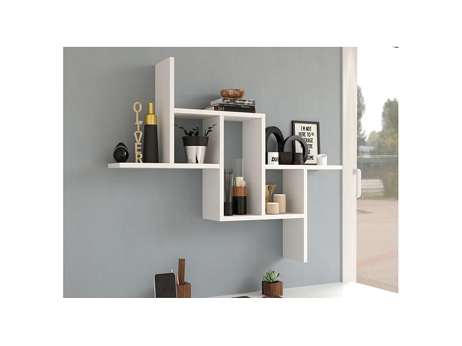 Regał Ścienny Fiesta | Biały| 85x15x73,5 | Biblioteczka Ścienna