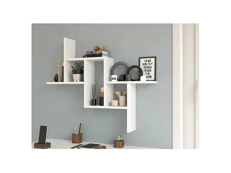 Regał Ścienny Fiesta | Biały| 85x15x73,5 | Biblioteczka Ścienna