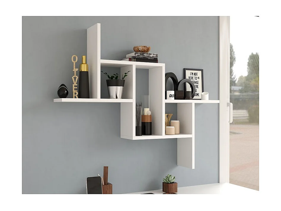 Regał Ścienny Fiesta | Biały| 85x15x73,5 | Biblioteczka Ścienna