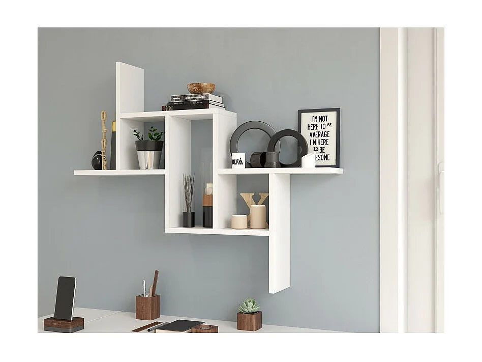 Regał Ścienny Fiesta | Biały| 85x15x73,5 | Biblioteczka Ścienna