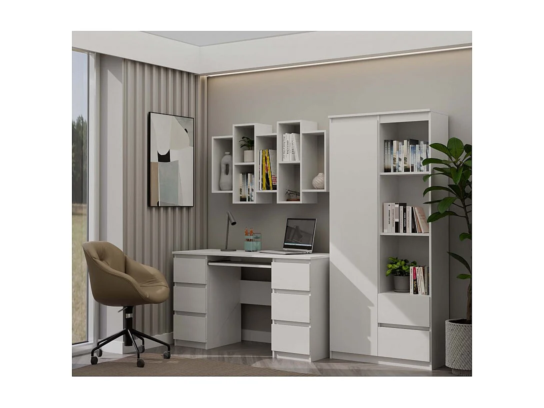 Regał Wiszący BILBAO 7.0 |Biały | 129.5x20x65 cm |  Regał Wiszący Ścienny