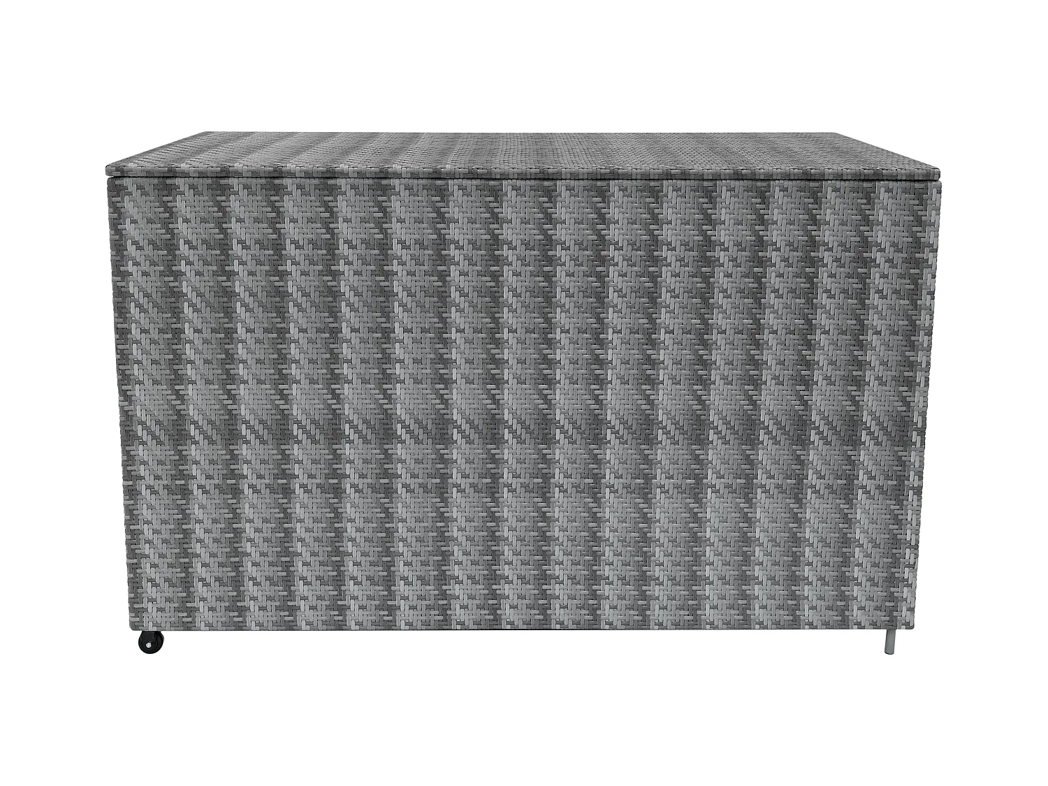 Rattan Gartenmöbel 7-teiliges Set & 996L Aufbewahrungsbox Marielle Grau 5-Sitzer Sofa Ecksofa Stühle mit Kissen, Tisch, Regenabdeckung